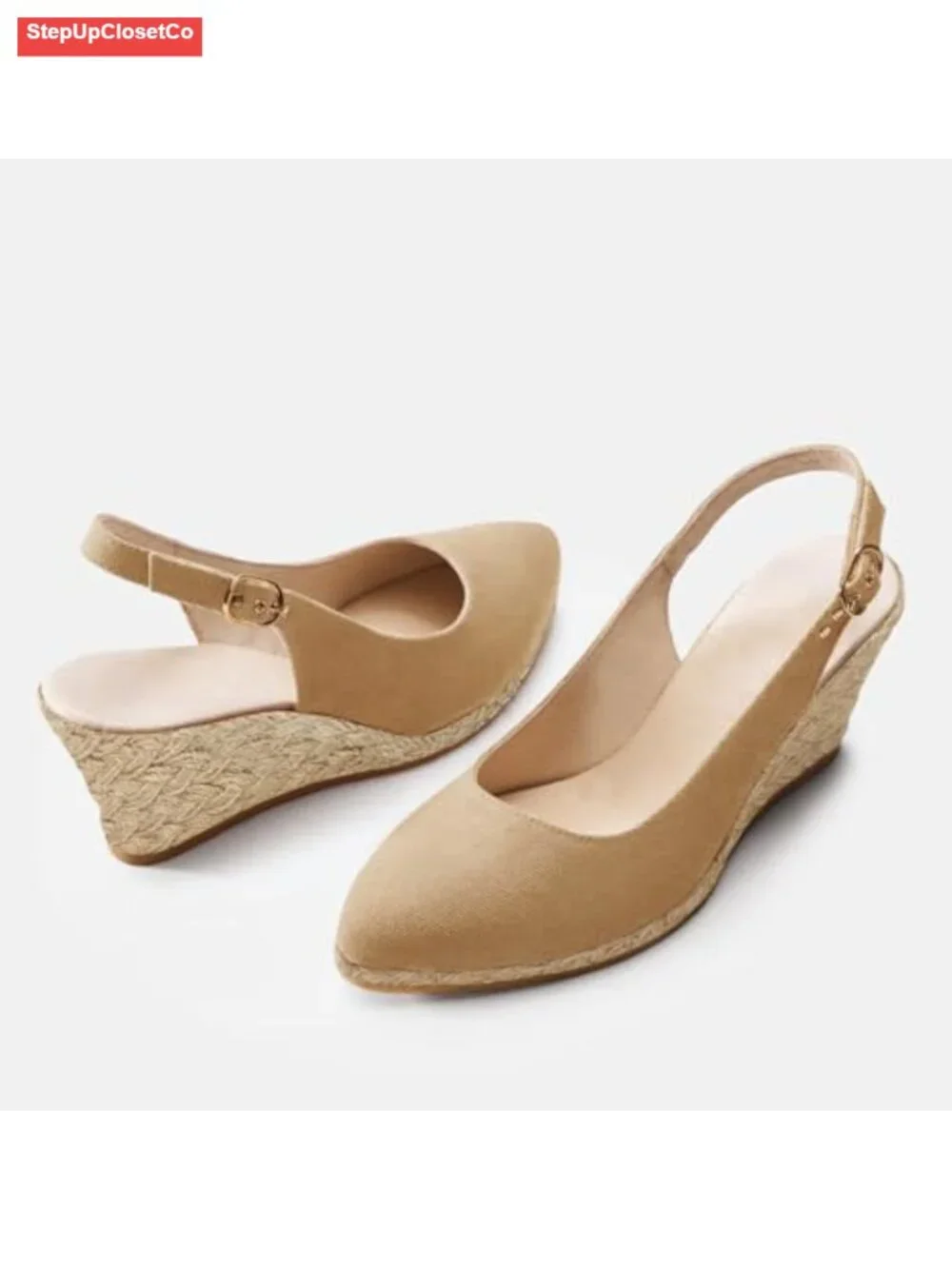 Wedge Sandals Espadrilles Closed Toe Slingback Buckle Strap Comfortable Casual